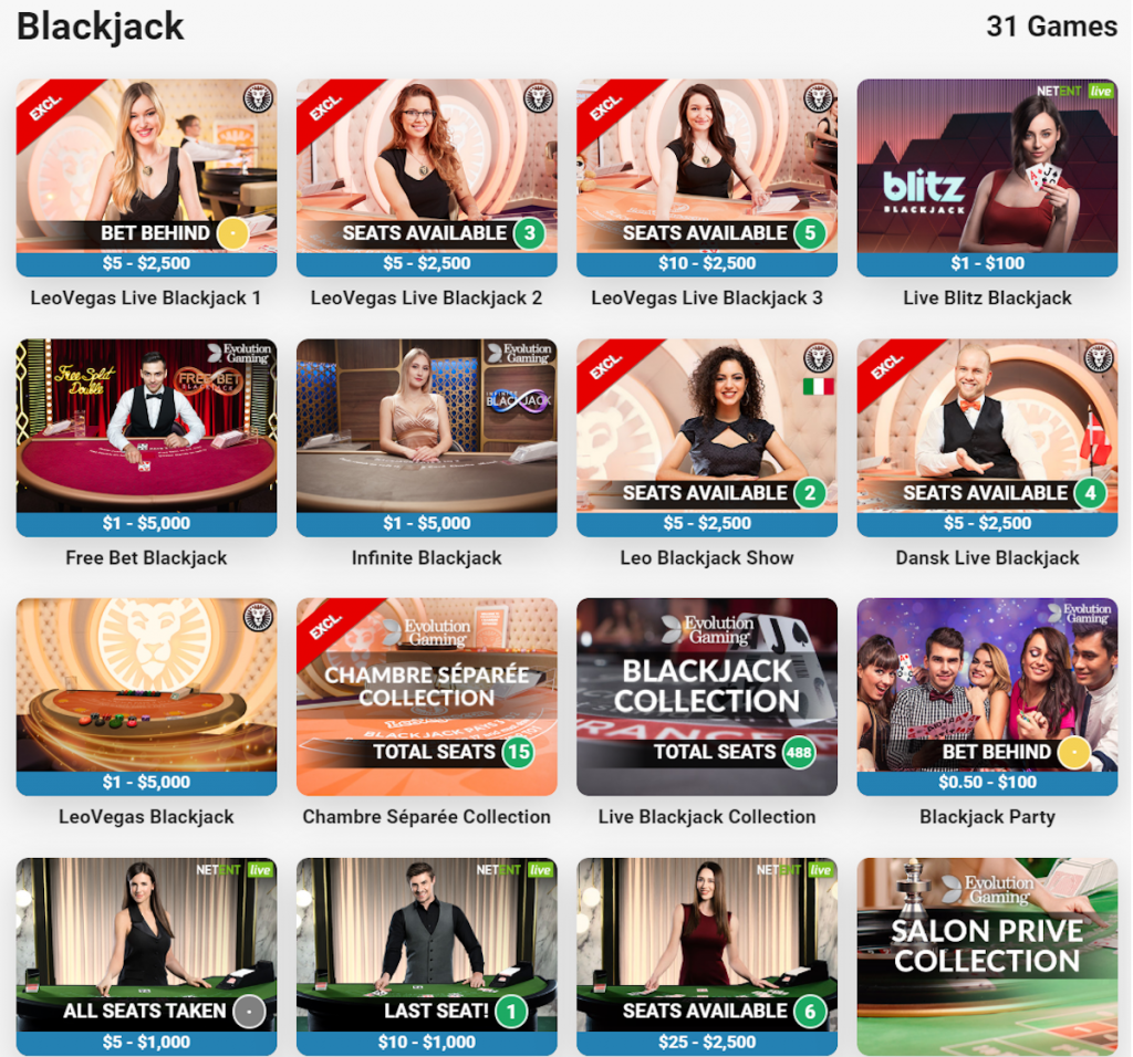 live blackjack leovegas